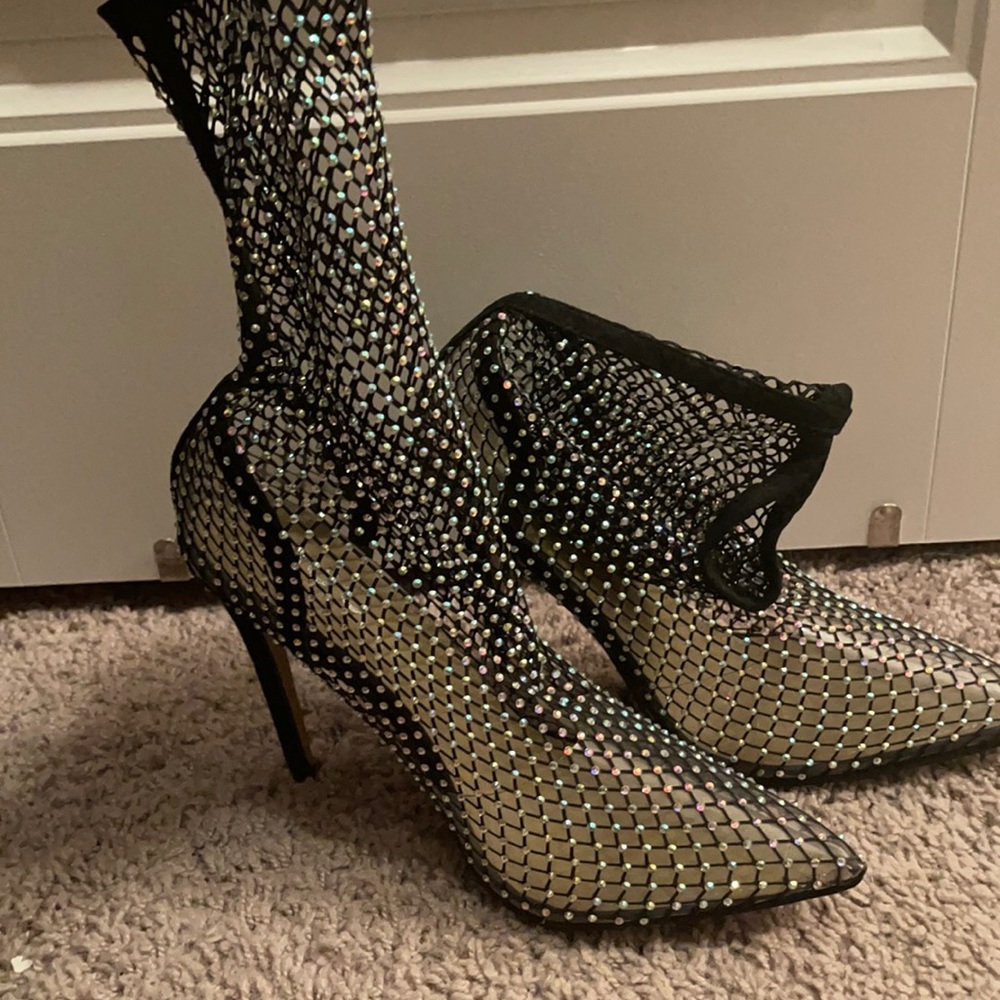 Rhinestone see through booties